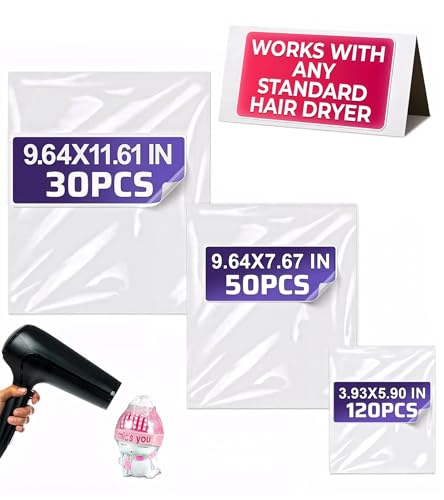 200 Pcs Heat Shrink Wrap Bags – 3 Sizes 3.93x5.90 (120) 7.67x9.64 (50) 9.64 x11.61 (30) – Clear PVC Film for Secure Gift & Soap Packaging for DIY Crafts | Mother's Day Bags for Gift Wrapping - size: 200 count (Pack of 1)