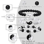 Vinswet Healing Crystal Beaded Bracelets for Women,Natural Amethyst Gemstones Bracelet,Anxiety Stress Relief Heart Charm Bracelet Handmade purple Jewelry Gifts for Women - color: white howlite&black agate