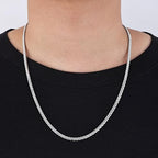 Fiusem Flat Box Chains for Men, 2.5/3/4/4.5/5mm Silver Tone Box Chain Necklace, Stainless Steel Necklaces for Men and Women 16-28 Inches, Jewelry Gift - size: 22 Inches, style: Silver 4MM