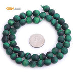 GEM-Inside 8mm Natural Stone Green Tiger Eye Frosted Matte Unpolished Round Beads for Jewelry Making Strand 15 inch - color: Green Tiger Eye, size: 8mm