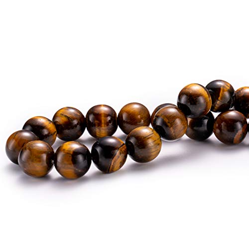 BEADIA Natural Yellow Tiger Eye Stone Round Loose Semi Gemstone Beads for Jewelry Making 8MM 44PCS - color: Yellow Tiger Eye, size: 8mm