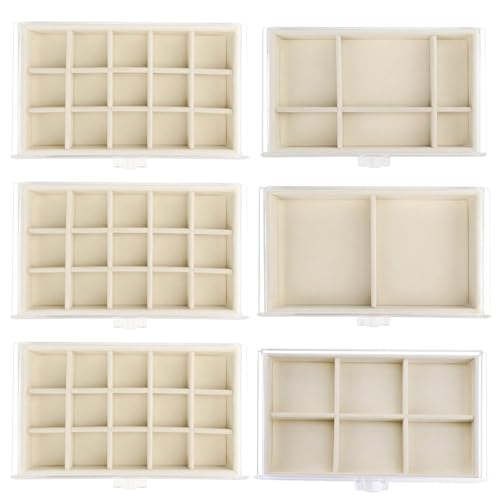 Watpot Acrylic Jewelry Box with 6 Drawers, Clear Earring Storage Organizer Display Case for Women Girls, Beige - color: Beige 6 Layers
