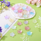 Beadthoven 120Pcs Flower Acrylic Bead Caps Colorful Cherry Blossom Flower Beads with Golden Metal Enlaced 5-Petal Flower Loose Spacers Bead for Earrings Bracelet Necklace DIY Crafts Supplies - color: Cherry Blossom-Colorful