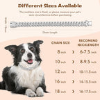 12 Inch Silver Bling Dog Collar - Diamond Metal Chain Necklace Dog Collar Medium, Non-Adjustable Rhinestone Necklaces for Medium Dogs - size: 12 inch