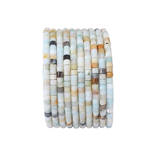 BEADIA Natural Amazonite Short Cylinder Beads 2x3mm 155pcs Tube Loose Semi Gemstone Beads for Jewelry Making Design - color: Amazonite