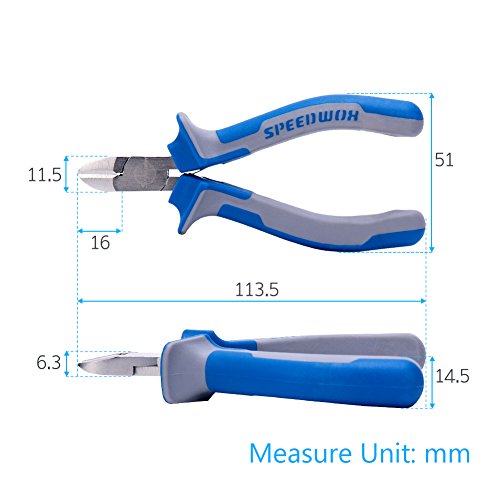 SPEEDWOX 4 Inches Diagonal Pliers Small Wire Cutters Mini Precision Plastic Nippers Plastic Side Cutter Side Cutting Micro Fine Pliers Functional Professional Hand Tool with Spring for Jewelry Making - style: 4" Diagonal Plier