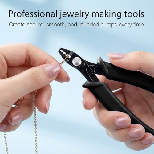 Bead Crimper for Jewelry Making Jewelry Crimper Tool Beading Pliers Tool Jewelrys Pliers With PVC Handle for Beading Earring Necklace Bracelet DIY Jewelrys Making