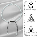 Amazing Gemstone Crystal Anklet Ankle Bracelets for Women - Waterproof Beaded Healing Crystal Anklets, Plus Size Chakra Gemstone Bead Anklet - color: Rainbow Moonstone, style: Plain
