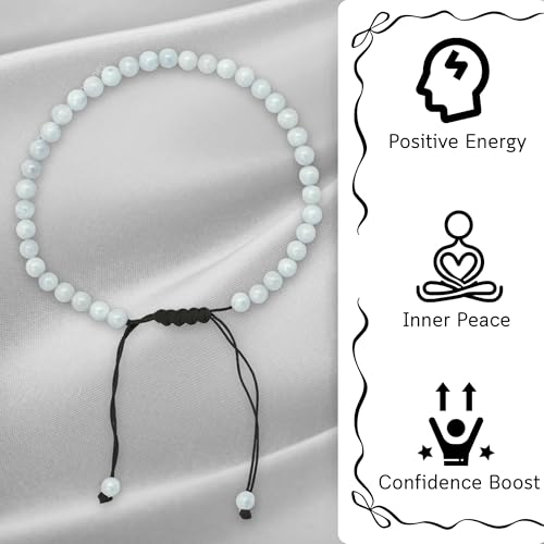 Amazing Gemstone Crystal Anklet Ankle Bracelets for Women - Waterproof Beaded Healing Crystal Anklets, Plus Size Chakra Gemstone Bead Anklet - color: Rainbow Moonstone, style: Plain