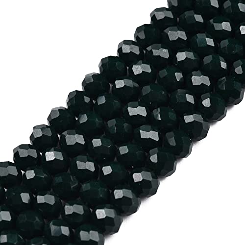 10 Strands Briolette Faceted Rondelle Glass Beads 4x3mm Tiny Opaque Glass Loose Beads 1230pcs for Bracelets Jewelry Making - color: Dark Green, size: 4x3mm