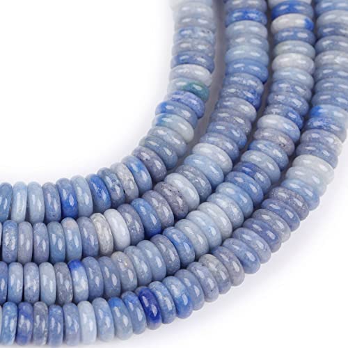JOE FOREMAN 2x6mm Natural Blue Aventurine Jade Semi-Gemstone Heishi Disc Rondelle Spacer Beads for Jewelry Making Full 15" Strand Energy Stone Healing Power Crystal - color: Blue Aventurine Jade