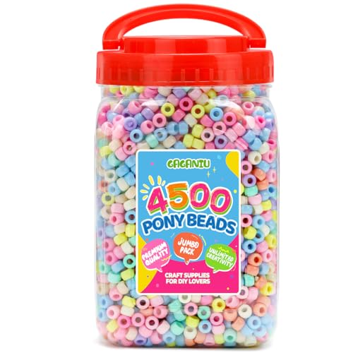 Pony Beads 2.5 lb – 4500+ Macaron 6x9mm Plastic Kandi Beads in Handle Bucket for Craft Supplies,Jewelry Making, Bracelets, Hair Braiding & DIY Projects - color: Macaron, size: Large