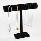 G Ganen T-Bar Necklace Holder Jewelry Display Stand; Black Velvet Holder Organizer for Necklace, Chains, Bracelets, Watches, Headphones; 12” High*11”Cross