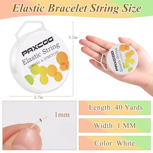 PAXCOO 2 Pack Elastic String for Bracelets, Stretch Magic Elastic String Bead Cord Jewelry Thread for Friendship Bracelet, Necklaces, Clay Beads, Pony Beads - style: 2 Pack White