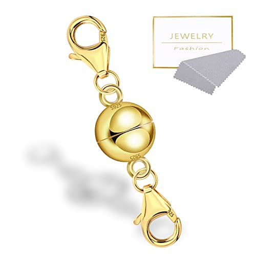 14K Gold Magnetic Necklace Clasps and Closures 925 Sterling Silver Double Lobster Clasp Magnetic Jewelry Clasps for Necklaces - color: A-14K Gold