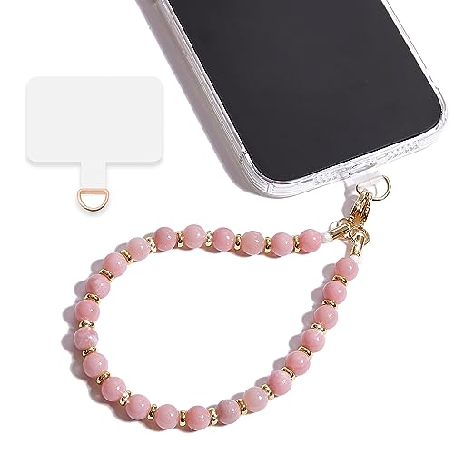 Marble Beaded Phone Wrist Strap,Detachable Phone Bracelet Strap with Tether Tab,Hands-Free Wristlet Strap (Pink-2) - color: Pink-2