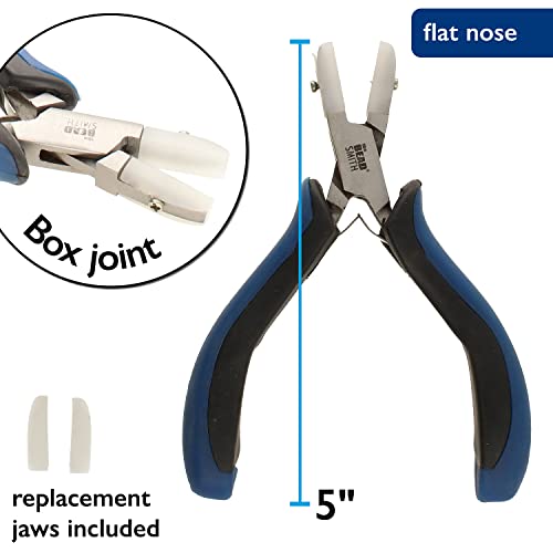 The Beadsmith Flat Nylon Jaw Pliers – 5 inches (127mm) – Ergonomic Handle with Double Leaf Springs – Includes Replacement Heads – Jewelry Making Tool for Creating Bracelets, Earrings & Necklaces - style: Flat Jaw
