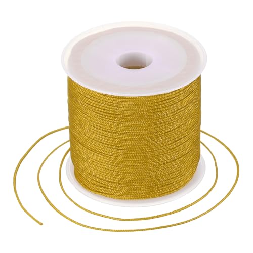 MECCANIXITY 0.8mm Nylon String for Bracelets, 44 Yards Satin Nylon Beading Thread Chinese Knotting Cord for Jewelry Making DIY Craft Beading Friendship Necklace Bracelet(Earthy Yellow) - color: Earthy Yellow, size: 0.8mm