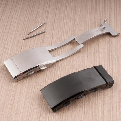StrapHabit Quick Adjust Ratcheting Deployant Watch Clasp Buckle - Stainless Steel Deployment for Stainless Steel Bracelets - color: Silver, size: 20mm
