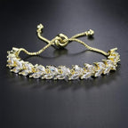 3PCS Tennis Bracelets for Women Set - Stackable Gold & Silver Plated Brass - Round & Marquise Cubic Zirconia - Adjustable & Foldover Clasp - Elegant Jewelry Gift for Her, Mom, Wife, Girlfriend - color: Gold - 3PCS Bracelet Set