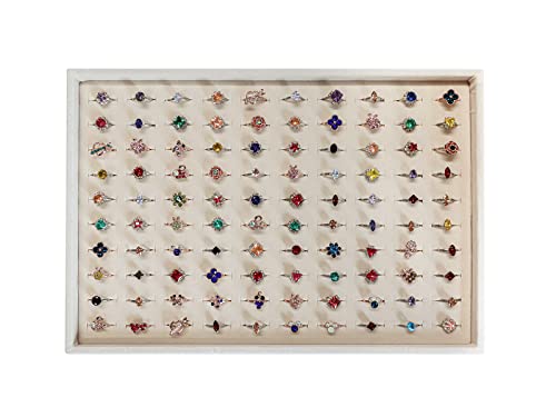 Stratelife Ring Holder Organizer Storage Tray: Stackable 100 Slots Jewelry Display for Drawer Jewelry Holder Case for Ring Earring Stud Beige - color: Beige, size: 100