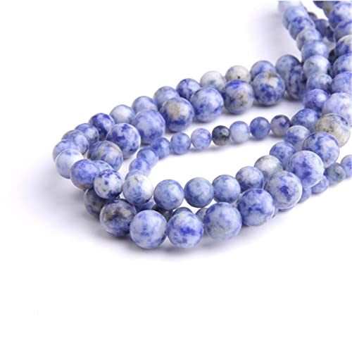 Natural Stone 6mm Blue Point Smooth Round Loose Beads Energy Gemstone DIY for Jewelry Making Bracelet Necklace 1 Strand 15" - color: Blue Point, size: 6mm