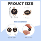 KISSITTY Flat Round with Alphabet Connector Charms Alloy Enamel Letter Links Connectors for DIY Bracelet Earring Jewelry Making - color: Black