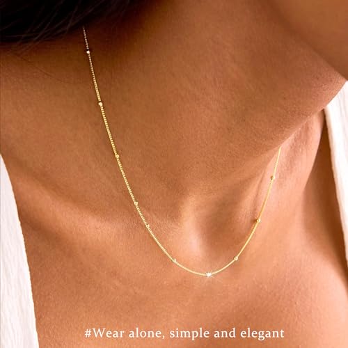 3PCS Gold Necklaces for Women,Chunky Statement Gold Plated Necklace Stack Layered Sterling Silver Herringbone Chains for Women Dainty Trendy Silver Chains Stacked Jewelry Gifts - color: gold beaded necklace set