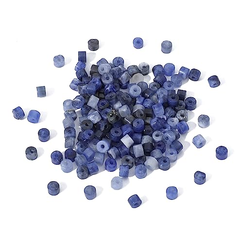 BEADIA Natural Blue Sodalite Short Cylinder Beads 2x3mm 155pcs Tube Loose Semi Gemstone Beads for Jewelry Making Design - color: Blue Sodalite