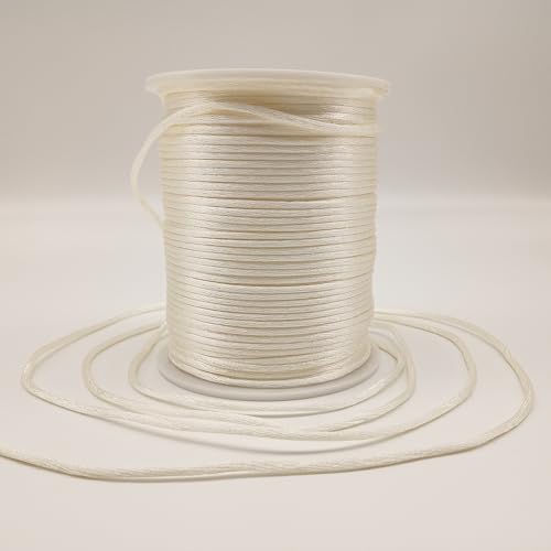 2 mm 330 Feet Satin Nylon Cord String for Jewelry Making Bracelet Necklaces Beading Thread Rattail Macrame Kumihimo Chinese Knot Craft - size: Cream