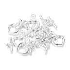Craftdady 20 Sets Silver Heart Toggle Clasps T Bar Closure End Clasps for Bracelet Necklace Making - color: Silver, 20x13mm