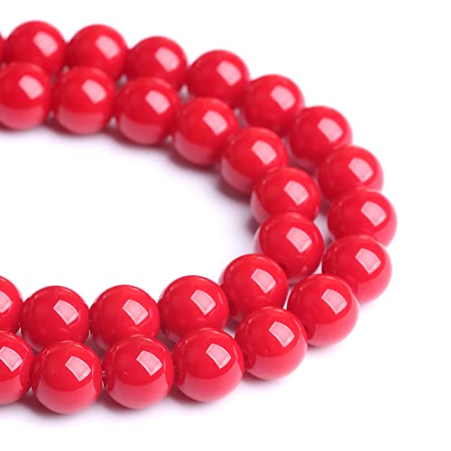 90PCS 8MM Red Glass Round Spacer Loose Beads for Jewelry Making DIY Bracelet Necklace - color: Red Glass Beads, size: 8mm (2 strands)