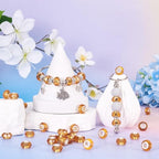100pcs 14mm Large Hole Beads Glass Crystal Faceted Beads Goldenrod European Crystal Spacer Bead for Necklace Earring Bracelet Crafts Jewelry Making - color: Goldenrod