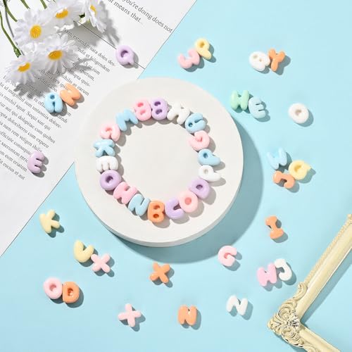 1 Box 104Pcs 26 Styles Cute Letter Beads Colors Alphabet Shaped Beads Bulk Acrylic Random Color A to Z Cartoon Letter Spacers for Jewelry Making Findings DIY Crafts Gifts Bracelet Earrings - style: Style 2