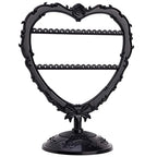 Cute Heart Earring Holder Small Jewelry Organizer Display Stand (Black)