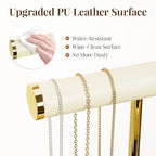 bussdis 3 Tier Bracelet Holder Display - Beige Leather Bracelet Holder, Detachable T Bar Jewelry Holder Organizer for Bracelet, Necklace, Earrings, Rings, Watches, Bangle - color: Beige