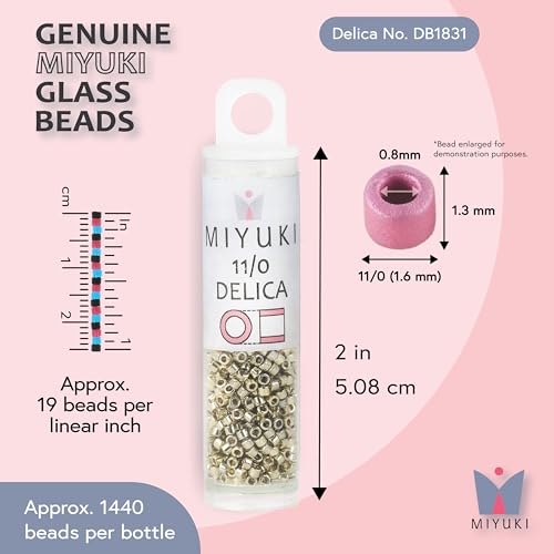 Miyuki Delica Seed Beads – Size 11/0 (1.6 mm), DB1831, Duracoat Galvanized Silver, 7.2 g, Approx. 1440 Beads, Made in Japan - color: DB1831 - Duracoat Galvanized Silver