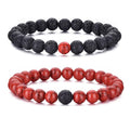 RANKEEF Tiger Eye Bracelet For Men 8MM Natural Stone Stretch Adjustable Black Crystal Beaded Bracelet for Men Women Gifts - color: 2,red,black