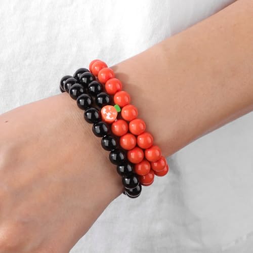 3 PCS Healing Crystal Bracelets for Women 8mm Natural Stone Beaded Stretch Bracelet Amethyst Jewelry Gifts - color: 18 8mm Halloween