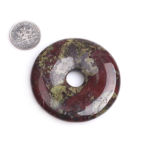 JOE FOREMAN 50mm Blood Stone Jasper Natural Gemstone Ring Circle Donuts Pendant Charms Beads for Jewelry Making 1Pcs - color: Blood Stone, size: 50mm