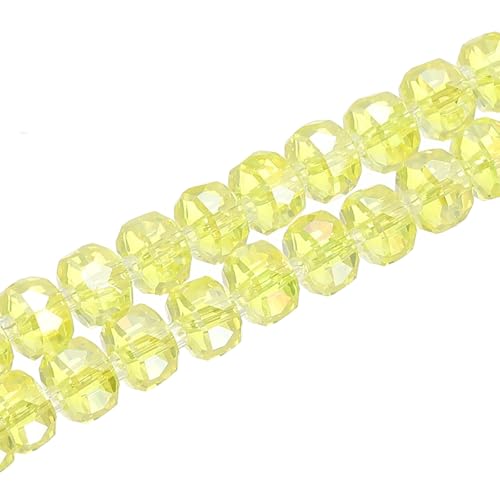 PATIKIL 75 Pcs 8mm OD 5mm Thick Crystal Glass Beads, Rondelle Crystal Beads Faceted Cut Gemstone Strand with Spacer Beads for Craft, Bracelet, Necklace, Lemon Yellow - color: Lemon Yellow