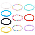 Elecrelive Glass Round Beaded Bracelet Set Clay Beaded Bracelets Stretch Bracelets - color: 10 Colors