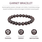 Crystal Vibe 8mm Beaded Bracelets For Women Men - Healing Crystal Bracelet - Adjustable Size - color: Garnet