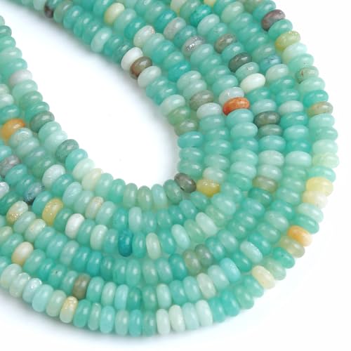 150PCS 2x4mm Natural Amazonite Rondelle Beads Abacus Disk Stone Beads Round Loose Spacer Gemstone Beads for DIY Bracelet Necklace Jewelry Making - color: Amazonite, size: 2x4mm Abacus Disk