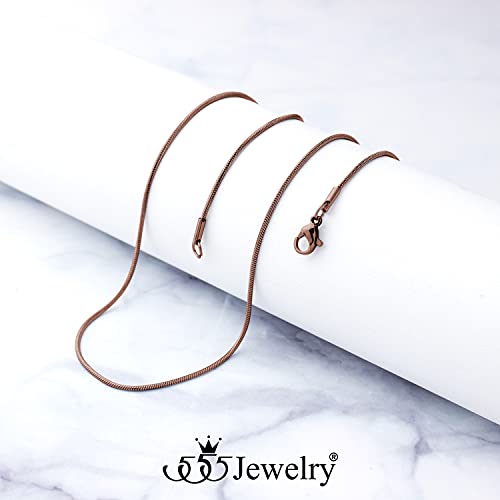 555Jewelry 1.2mm Stainless Steel Snake Chain Necklace for Men & Women, 16-28 Inch - color: Coffee