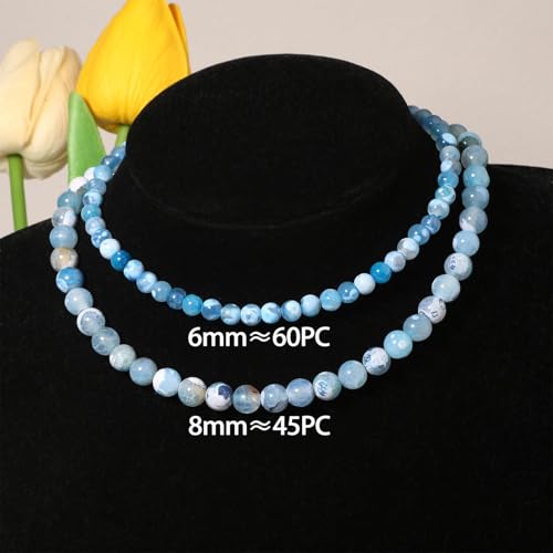 6mm Grayish-Blue Persian Gulf Jade Natural Stone Beads Round Loose Beads for Jewelry Making Yochus DIY Beads Bracelet Necklace - color: Grayish-blue Persian Gulf Jade, size: 6mm