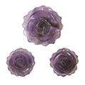 Justinstones 3pcs Carved Gemstone Flower Pendant Earrings Beads Set For Jewelry Making DIY 1.3 Inch & 1 Inch - color: Amethyst