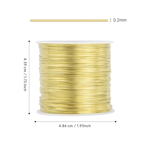492FT Jewelry Wire 32 Gauge Tarnish-Resistant Copper Beading Wires Roll Bulk for DIY Crafts Jewelry Making, Gold Wire - color: Gold, size: 0.2mm