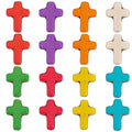 SUNNYCLUE 1 Box 100Pcs Cross Beads Bulk Small Easter Cross Beads Synthetic Magnesite Stone Crucifix Crosses White Red Blue Pocket Quilts Crucifix Charms for Jewelry Making Beading Kit Supplies - color: 100pcs 12x16mm Colorful Cross Beads