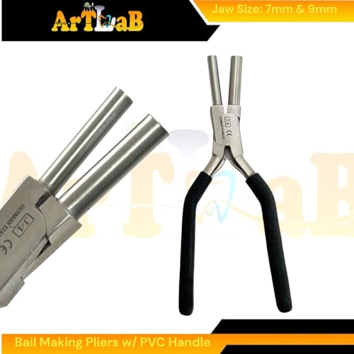 Medium Loop Wire Wrapping Pliers 7mm & 9mm, Round Nose, with PVC Non-Slip Handle | Stainless Steel Jewelry Loop and Hoop Making Pliers | Loop Connector, Bail, Hooks